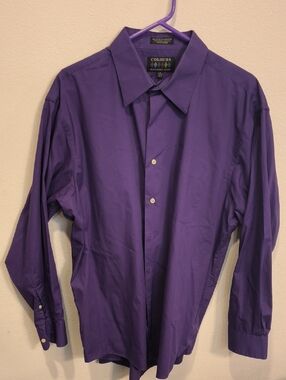 Alexander Julian Purple Long-Sleeve Dress Shirt Men's XL 17-17.5 34/35